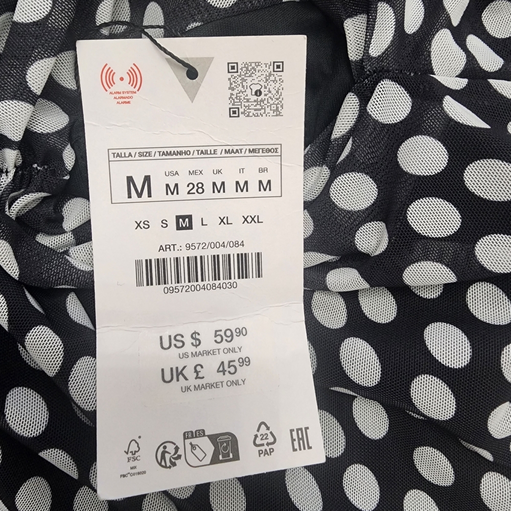 Zara Black and White Polka Dot Long Sleeve Maxi Dress - Picture 3 of 16
